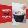 imageElite Gourmet ERC003BX Electric Rice Cooker with Automatic Keep Warm Makes Soups Stews Grains Hot Cereals 6 Cups Cooked 3 Cups Uncooked Black