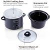 imageElite Gourmet MST1234B 6 Quart Diamond Pattern Slow Cooker Removable DishwasherSafe Stoneware Pot with Tempered Glass Lid CoolTouch Handles 6 Quart Black3 Quarts