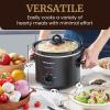 imageElite Gourmet MST1234B 6 Quart Diamond Pattern Slow Cooker Removable DishwasherSafe Stoneware Pot with Tempered Glass Lid CoolTouch Handles 6 Quart Black3 Quarts