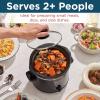 imageElite Gourmet MST1234B 6 Quart Diamond Pattern Slow Cooker Removable DishwasherSafe Stoneware Pot with Tempered Glass Lid CoolTouch Handles 6 Quart Black2 Quarts