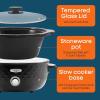 imageElite Gourmet MST1234B 6 Quart Diamond Pattern Slow Cooker Removable DishwasherSafe Stoneware Pot with Tempered Glass Lid CoolTouch Handles 6 Quart Black6 Quarts