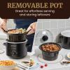 imageElite Gourmet MST1234B 6 Quart Diamond Pattern Slow Cooker Removable DishwasherSafe Stoneware Pot with Tempered Glass Lid CoolTouch Handles 6 Quart Black3 Quarts