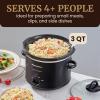 imageElite Gourmet MST1234B 6 Quart Diamond Pattern Slow Cooker Removable DishwasherSafe Stoneware Pot with Tempered Glass Lid CoolTouch Handles 6 Quart Black3 Quarts