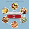 imageElite Gourmet MST5240SS Crock Slow Cooker Locking Lid Adjustable Temperature Keep Warm Oven ampamp DishwasherSafe Casserole Pan 35Qt Capacity Stainless SteelRed