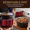 imageElite Gourmet MST900RXT Electric Ceramic XL Jumbo Slow Cooker Adjustable Temp Entrees Sauces Stews ampamp Dips Dishwasher Safe Glass Lid ampamp Crock 85Qt MetallicRed