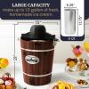 imageElite Gourmet MaxiMatic EIM924L 4 quart Old Fashioned Electric Ice Cream Maker Pine BucketWalnut