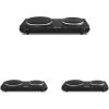 imageElite Gourmet EDB302BF Countertop Double Cast Iron Burner 1500 Watts Electric Hot Plate Temperature Controls Power Indicator Lights Easy to Clean BlackCast Double Pack of 3