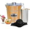 imageElite Gourmet EIM418 Old Fashioned 4 Quart Vintage Walnut Wood Bucket Electric Ice Cream Maker Machine Uses Ice and Rock Salt Churns Ice Cream in MinutesPine