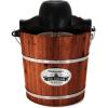 imageElite Gourmet EIM418 Old Fashioned 4 Quart Vintage Walnut Wood Bucket Electric Ice Cream Maker Machine Uses Ice and Rock Salt Churns Ice Cream in MinutesWalnut