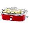 imageElite Gourmet MST5240SS Crock Slow Cooker Locking Lid Adjustable Temperature Keep Warm Oven ampamp DishwasherSafe Casserole Pan 35Qt Capacity Stainless SteelRed