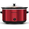imageElite Gourmet MST900RXT Electric Ceramic XL Jumbo Slow Cooker Adjustable Temp Entrees Sauces Stews ampamp Dips Dishwasher Safe Glass Lid ampamp Crock 85Qt MetallicRed