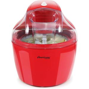 imageAmericana EIM1400R 15 Qt Freezer Bowl Automatic Easy Homemade Electric Ice Cream Maker Ingredient Chute OnOff Switch No Salt Needed Creamy Ice Cream Gelato Frozen Yogurt Sorbet Recipe BookRed