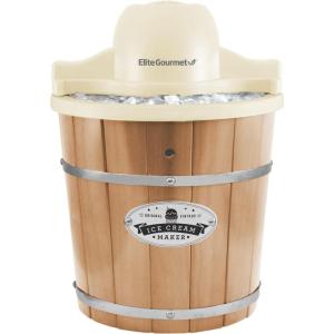 imageElite Gourmet EIM924LX 4 quart Old Fashioned Electric Ice Cream Maker Pine BucketCream