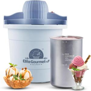 imageElite Gourmet EIM924LX 4 quart Old Fashioned Electric Ice Cream Maker Pine BucketPeriwinkle