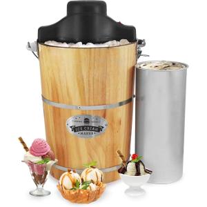 imageElite Gourmet EIM924LX 4 quart Old Fashioned Electric Ice Cream Maker Pine BucketPine