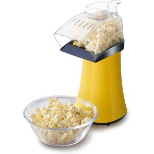 imageElite Gourmet Fast Hot Air Popcorn Popper 1300W Electric Popcorn Maker with Measuring Cup ampamp Butter Melting Tray OilFree Great for Home Party Kids Safety ETL Approved 4Quart Yellow4 Quart