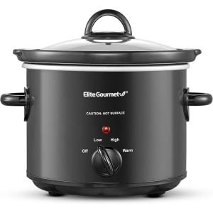 imageElite Gourmet MST1234B 6 Quart Diamond Pattern Slow Cooker Removable DishwasherSafe Stoneware Pot with Tempered Glass Lid CoolTouch Handles 6 Quart Black3 Quarts