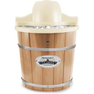 imageElite Gourmet MaxiMatic EIM924L 4 quart Old Fashioned Electric Ice Cream Maker Pine BucketCream