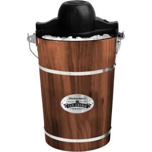 imageElite Gourmet MaxiMatic EIM924L 4 quart Old Fashioned Electric Ice Cream Maker Pine BucketWalnut