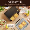 imageElite Gourmet ETO449 9L  4Slice Countertop Toaster Oven Compact Design 30Min Timer Adjustable Temp up to 450F 800W Quartz Heating DropDown Crumb Tray Bake Broil Toast Black