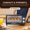 imageElite Gourmet ETO449 9L  4Slice Countertop Toaster Oven Compact Design 30Min Timer Adjustable Temp up to 450F 800W Quartz Heating DropDown Crumb Tray Bake Broil Toast Black
