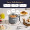 imageElite Gourmet NOODLE EXPRESS Hot Pot Prepare Ramen Rice Soups Stews Boil Water StainlessSteel Interior Glass Lid HighLowOff Settings Grey13 Quarts
