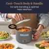 imageElite Gourmet NOODLE EXPRESS Hot Pot Prepare Ramen Rice Soups Stews Boil Water StainlessSteel Interior Glass Lid HighLowOff Settings Grey13 Quarts