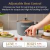 imageElite Gourmet NOODLE EXPRESS Hot Pot Prepare Ramen Rice Soups Stews Boil Water StainlessSteel Interior Glass Lid HighLowOff Settings Grey13 Quarts