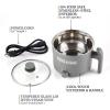 imageElite Gourmet NOODLE EXPRESS Hot Pot Prepare Ramen Rice Soups Stews Boil Water StainlessSteel Interior Glass Lid HighLowOff Settings Grey13 Quarts