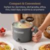 imageElite Gourmet NOODLE EXPRESS Hot Pot Prepare Ramen Rice Soups Stews Boil Water StainlessSteel Interior Glass Lid HighLowOff Settings Grey13 Quarts