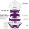 imageElite Gourmet EGC700BL Rapid Egg Cooker 7 EasyToPeel Hard Medium Soft Boiled Eggs Poacher Omelet Maker Auto ShutOff Alarm 16Recipe Booklet BPAFree OceanEggplant