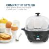 imageElite Gourmet EGC700BL Rapid Egg Cooker 7 EasyToPeel Hard Medium Soft Boiled Eggs Poacher Omelet Maker Auto ShutOff Alarm 16Recipe Booklet BPAFree OceanAsh