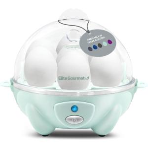 imageElite Gourmet EGC700BL Rapid Egg Cooker 7 EasyToPeel Hard Medium Soft Boiled Eggs Poacher Omelet Maker Auto ShutOff Alarm 16Recipe Booklet BPAFree OceanMint